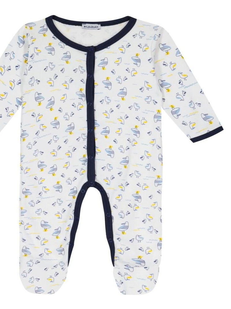 Lot de 2 pyjamas Oeko-Tex une pièce 'Miniman' Bleu gris - Kiabi