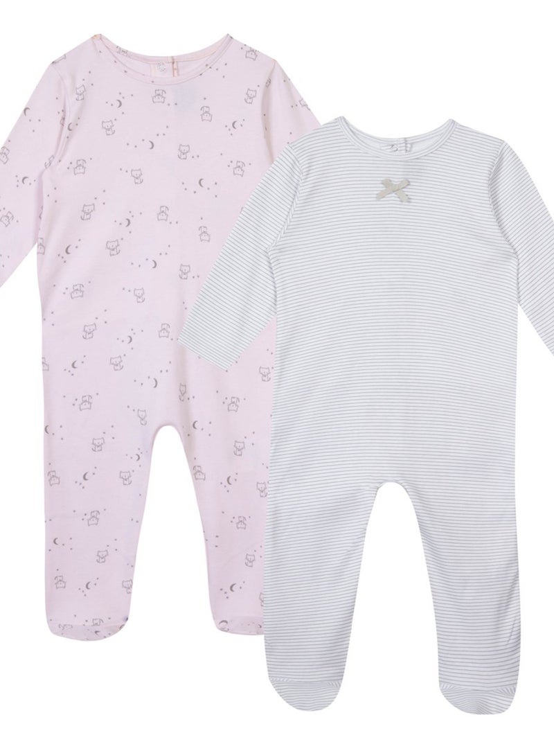 Lot De 2 Pyjamas Oeko-tex Une Pièce 'miniman' Gris clair - Kiabi