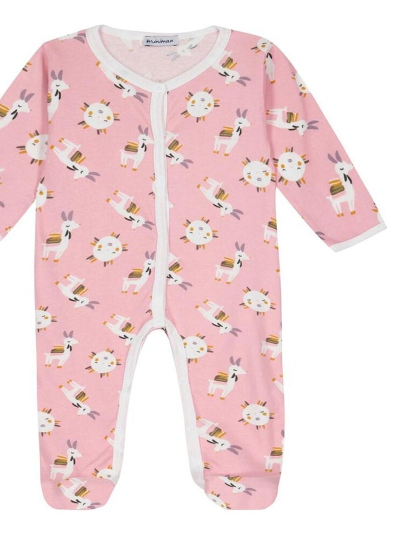 Lot de 2 pyjamas Oeko-Tex  une pièce 'Miniman' Rose pâle - Kiabi