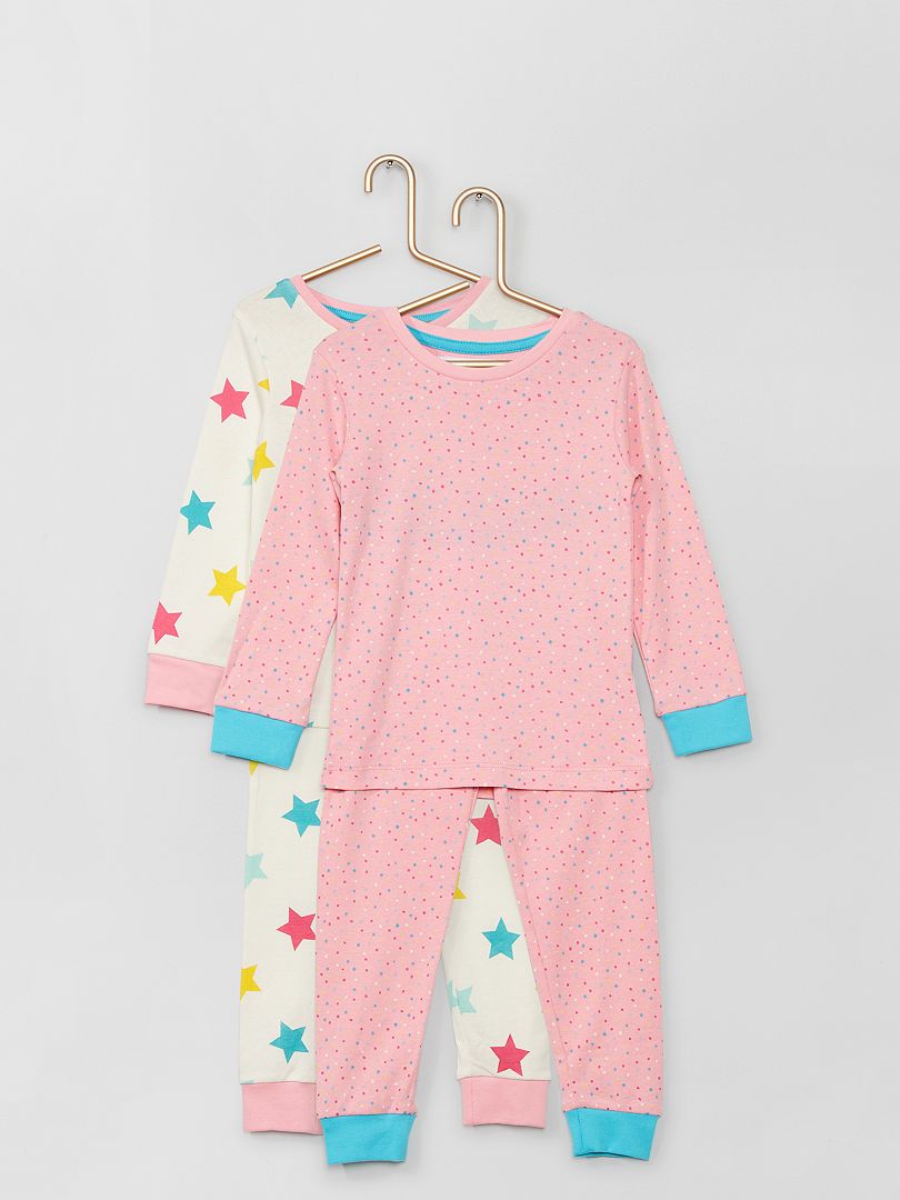 Lot de 2 pyjamas rose/écru - Kiabi
