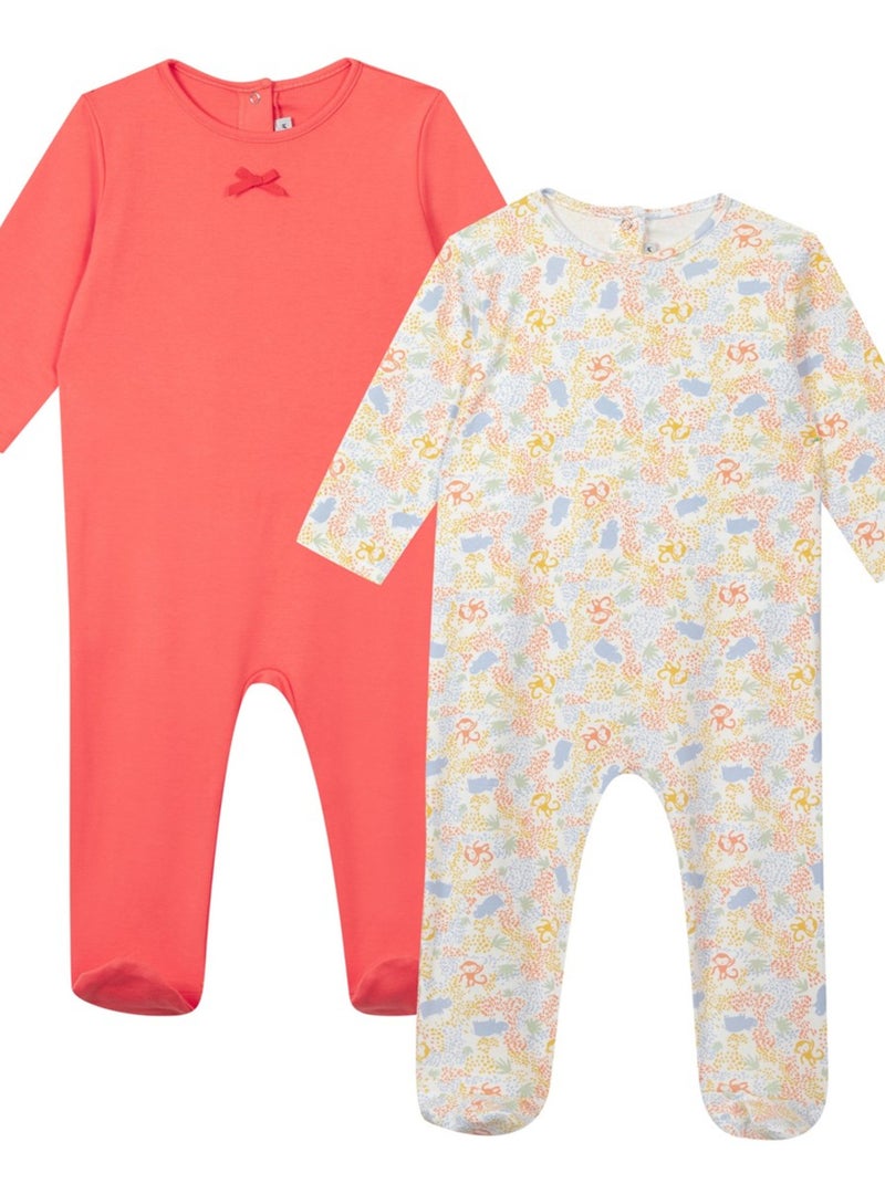 Lot De 2 Pyjamas Une Pièce Oeko-tex 'miniman' Orange clair - Kiabi