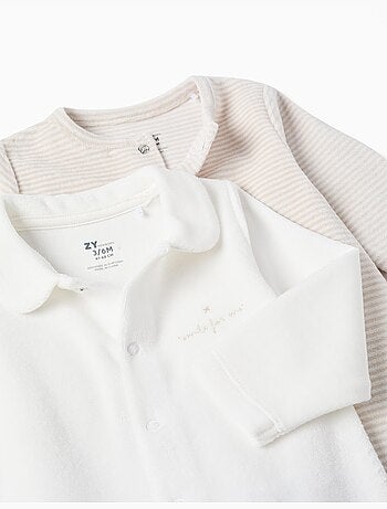 Lot de 2 pyjamas unis/à rayures en velours