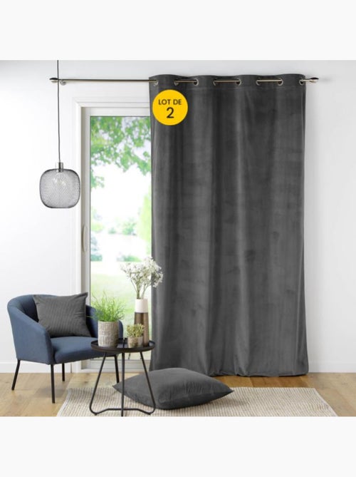 Lot de 2 Rideau à oeillets velours côtelé Casual - Kiabi