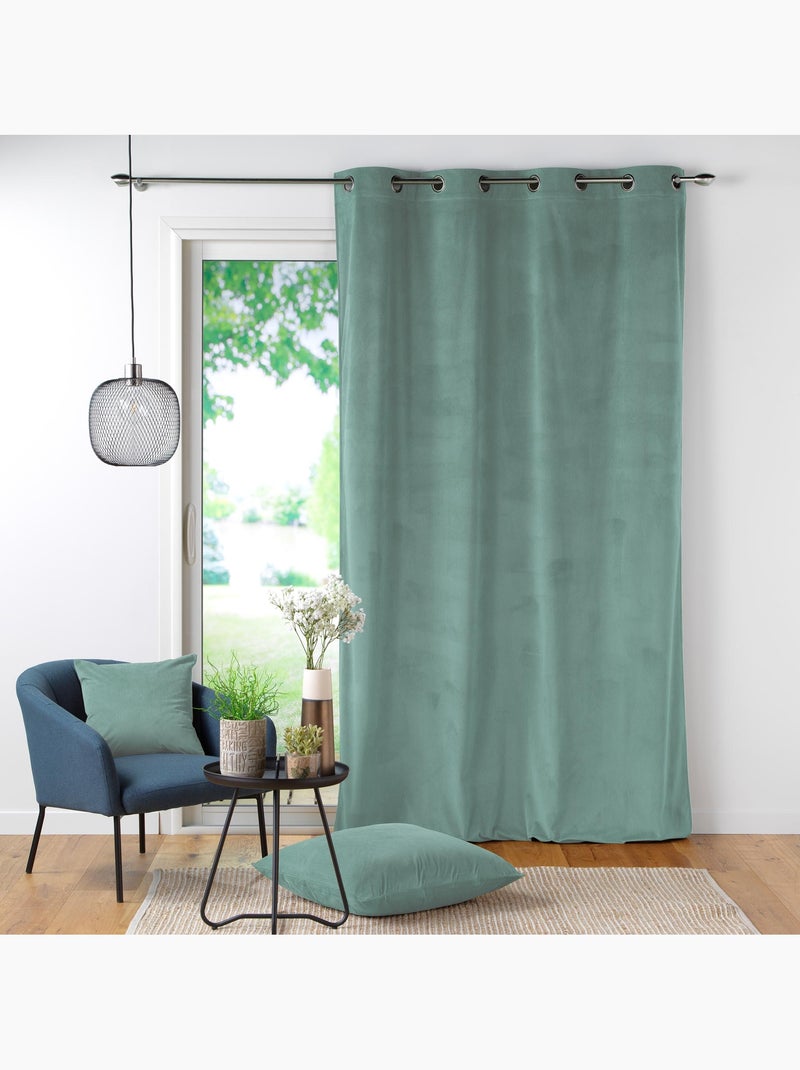 Lot de 2 Rideau à oeillets velours côtelé Casual Vert Sauge - Kiabi