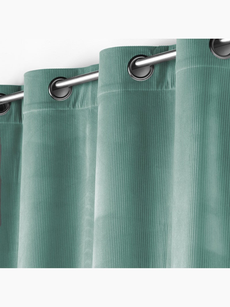 Lot de 2 Rideau à oeillets velours côtelé Casual Vert Sauge - Kiabi