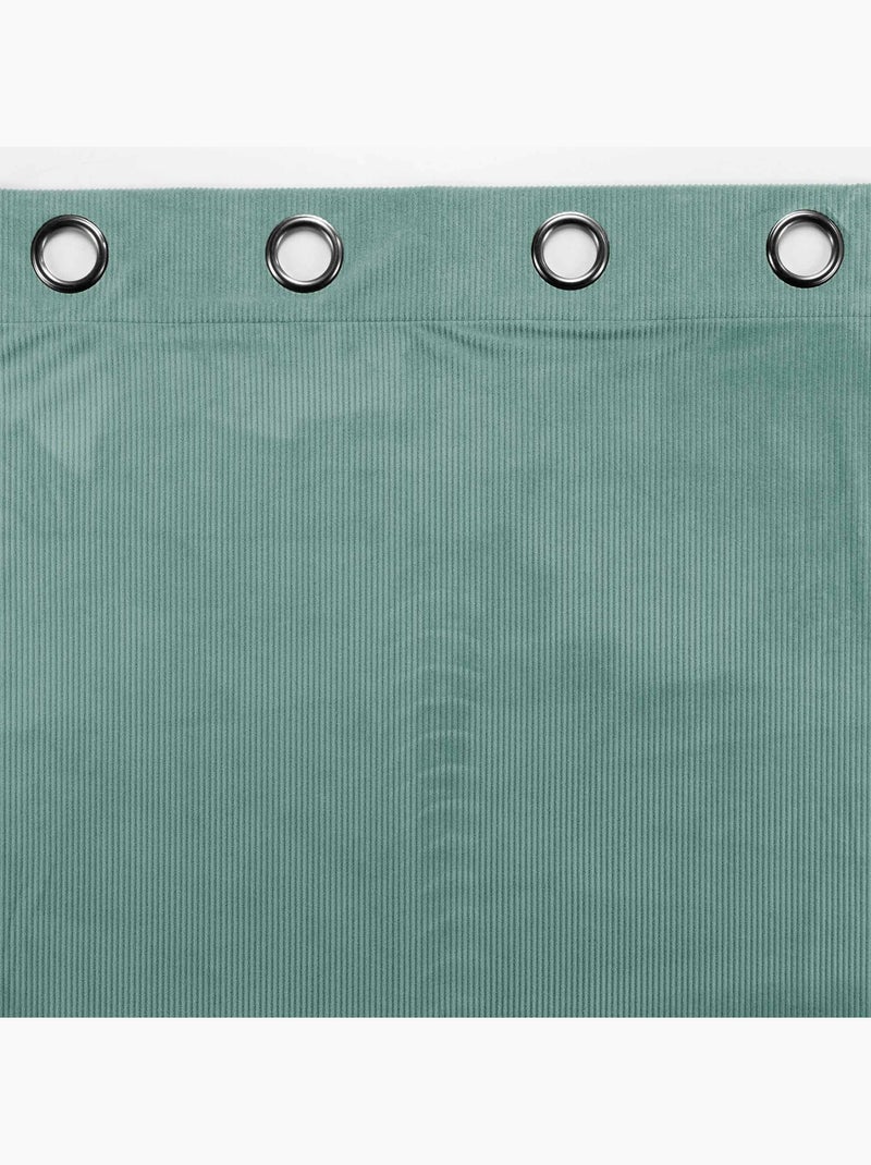 Lot de 2 Rideau à oeillets velours côtelé Casual Vert Sauge - Kiabi