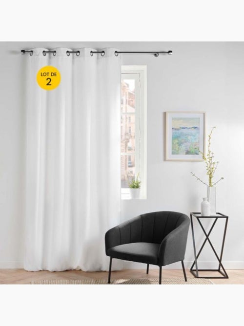 Lot de 2 Rideaux - Tamisant en velours uni - Novana - Kiabi