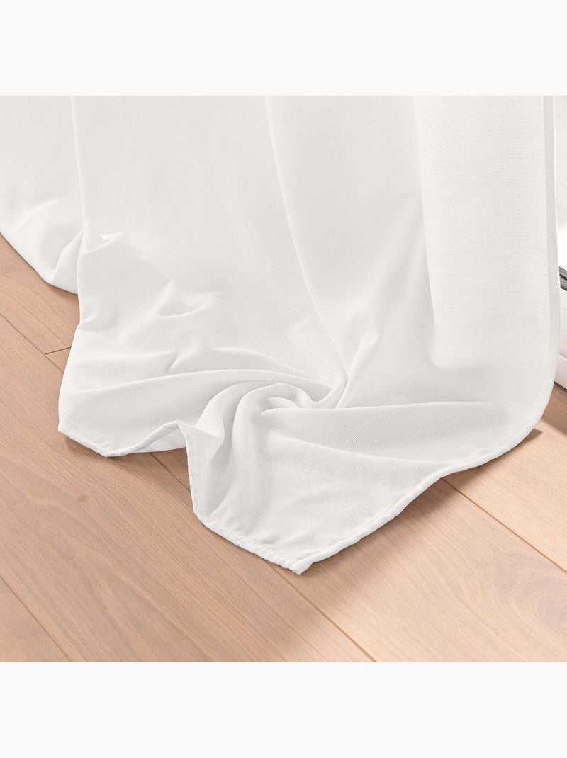 Lot de 2 Rideaux - Tamisant en velours uni - Novana Blanc - Kiabi