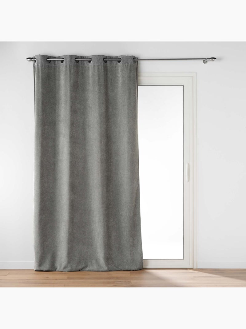 Lot de 2 Rideaux - Tamisant en velours uni - Novana gris anthracite - Kiabi