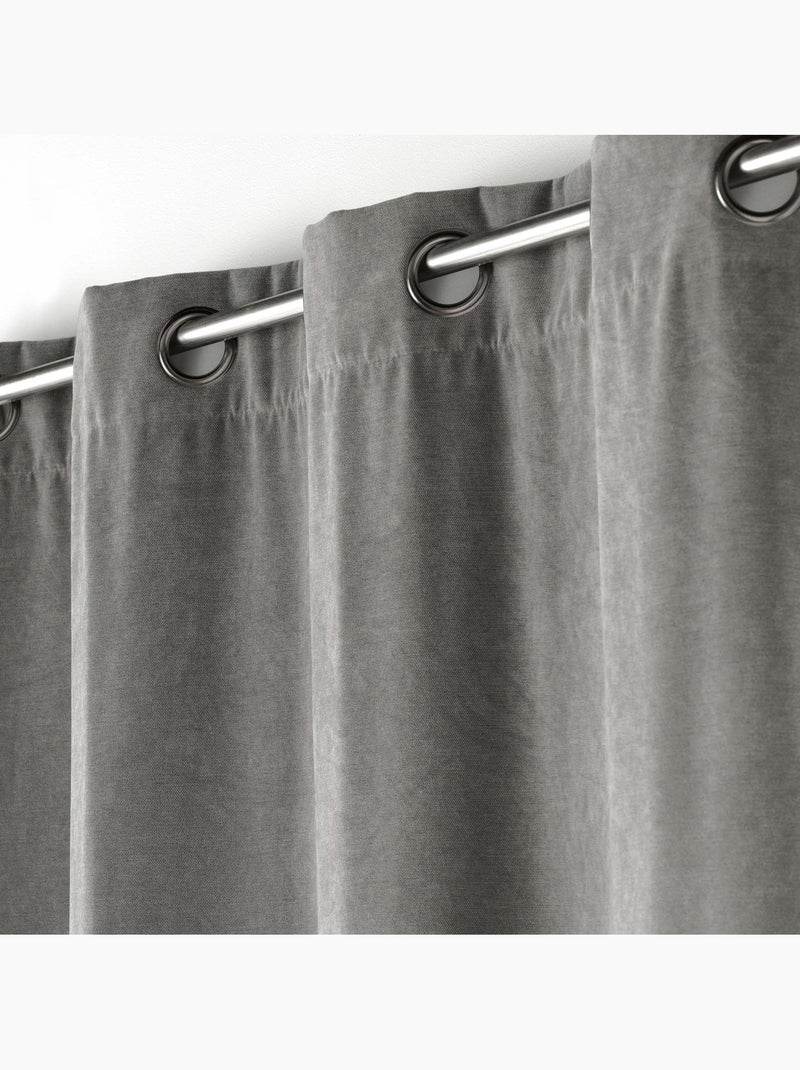 Lot de 2 Rideaux - Tamisant en velours uni - Novana gris anthracite - Kiabi