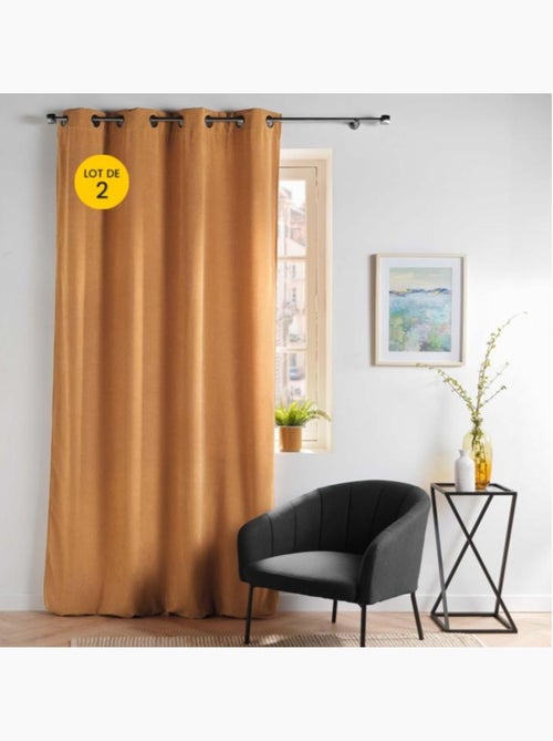 Lot de 2 Rideaux - Tamisant en velours uni - Novana - Kiabi