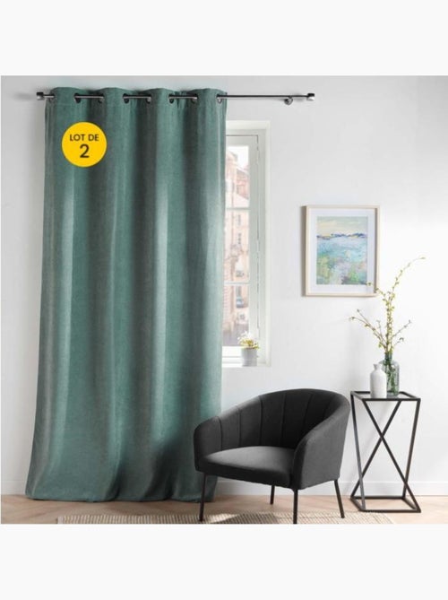 Lot de 2 Rideaux - Tamisant en velours uni - Novana - Kiabi