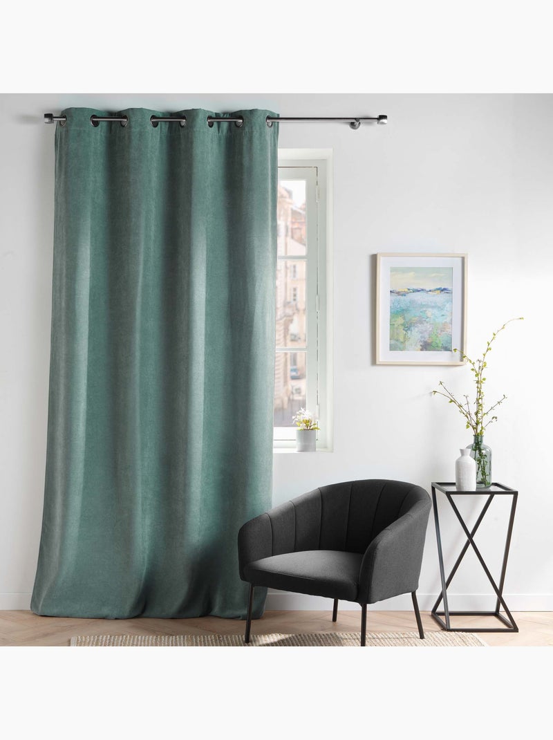 Lot de 2 Rideaux - Tamisant en velours uni - Novana Vert Sauge - Kiabi