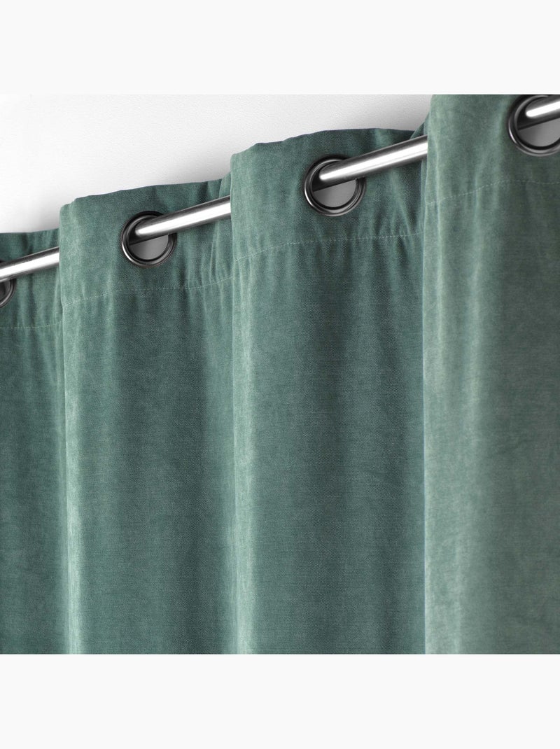 Lot de 2 Rideaux - Tamisant en velours uni - Novana Vert Sauge - Kiabi