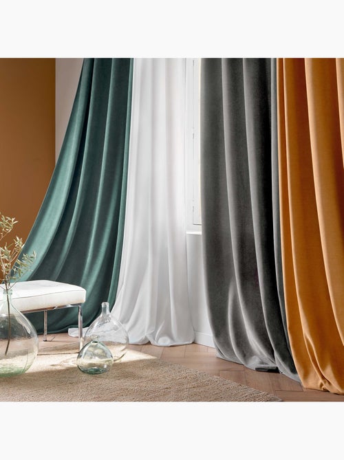 Lot de 2 Rideaux - Tamisant en velours uni - Novana - Kiabi