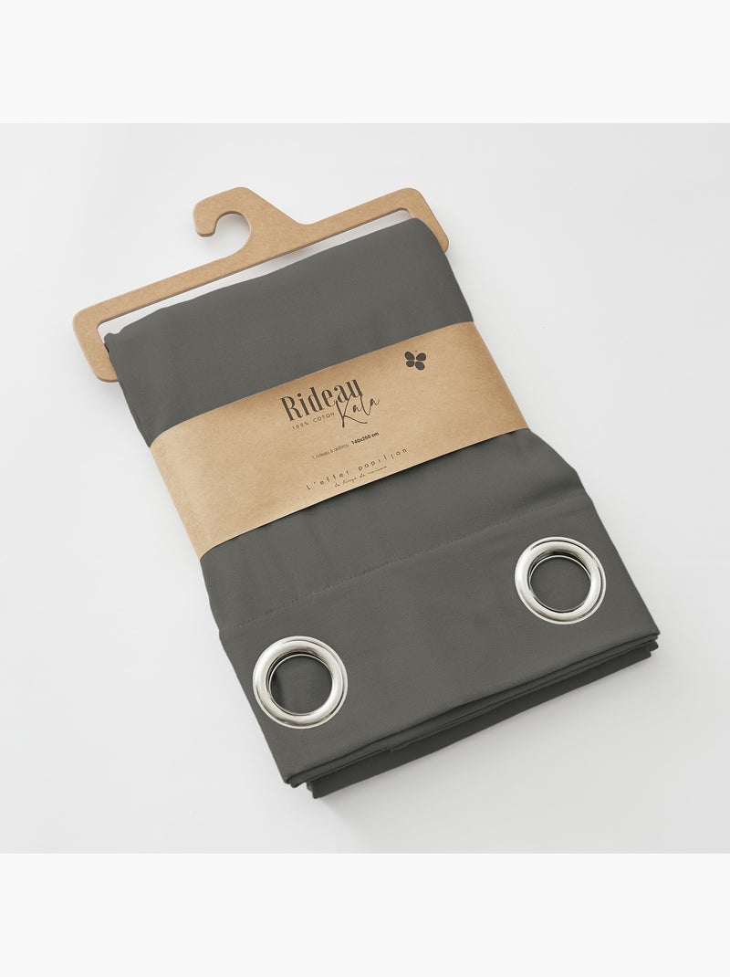 Lot de 2 Rideaux 100% Coton Prélavé – KALA Gris Granit - Kiabi