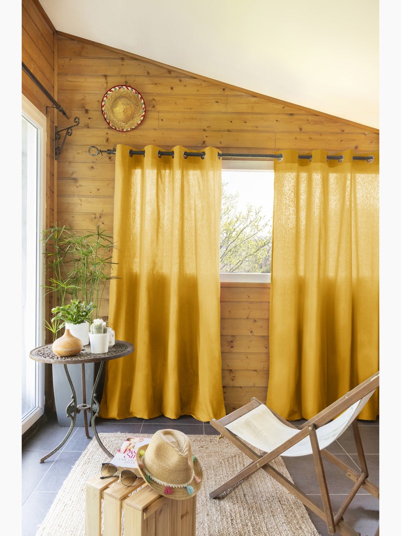 Lot de 2 Rideaux 100% Coton Prélavé – KALA Safran - Kiabi