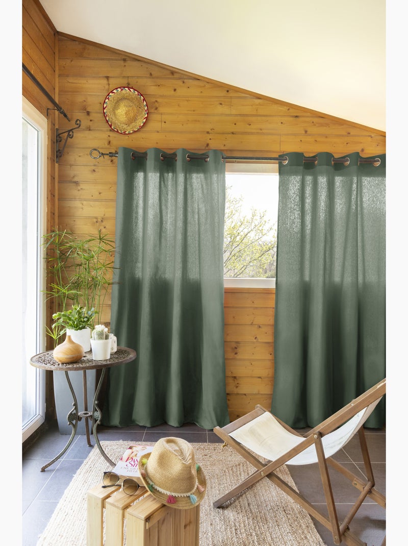Lot de 2 Rideaux 100% Coton Prélavé – KALA Vert romarin - Kiabi