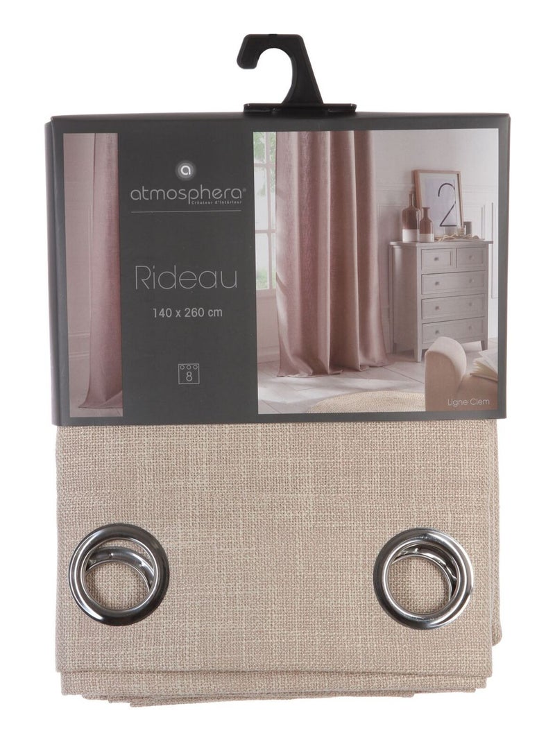 Lot de 2 rideaux à 8 œillets CLEM Beige - Kiabi