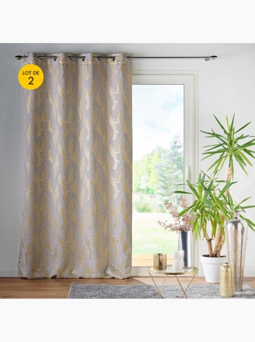 Lot de 2 Rideaux à occultant à oeillets Imprimé Métallisé Lyra - Kiabi
