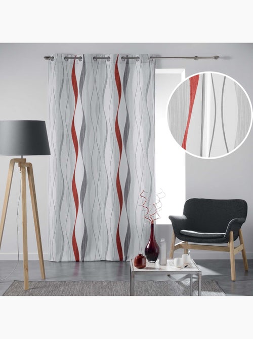 Lot de 2 Rideaux à œillets - Polyester imprimé - Ondulys - Kiabi