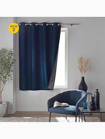 Lot de 2 rideaux à œillets 100% occultant thermique - Modèle Crépuscule