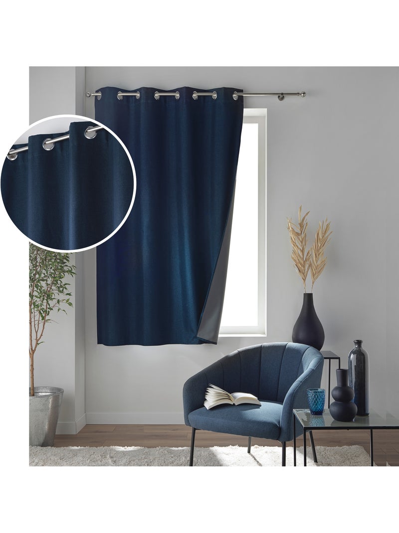 Lot de 2 rideaux à œillets 100% occultant thermique - Modèle Crépuscule Bleu - Kiabi