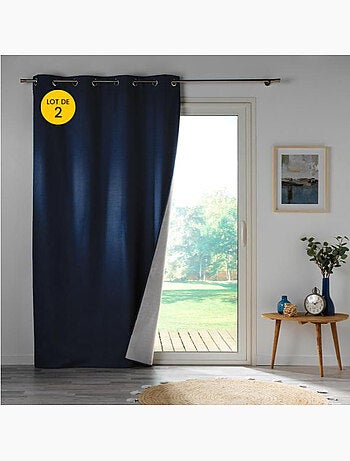 Lot de 2 rideaux à œillets 100% occultant thermique - Modèle Crépuscule