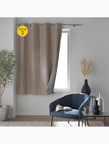 Lot de 2 rideaux à œillets 100% occultant thermique - Modèle Crépuscule