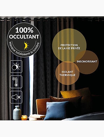 Lot de 2 rideaux à œillets 100% occultant thermique - Modèle Crépuscule
