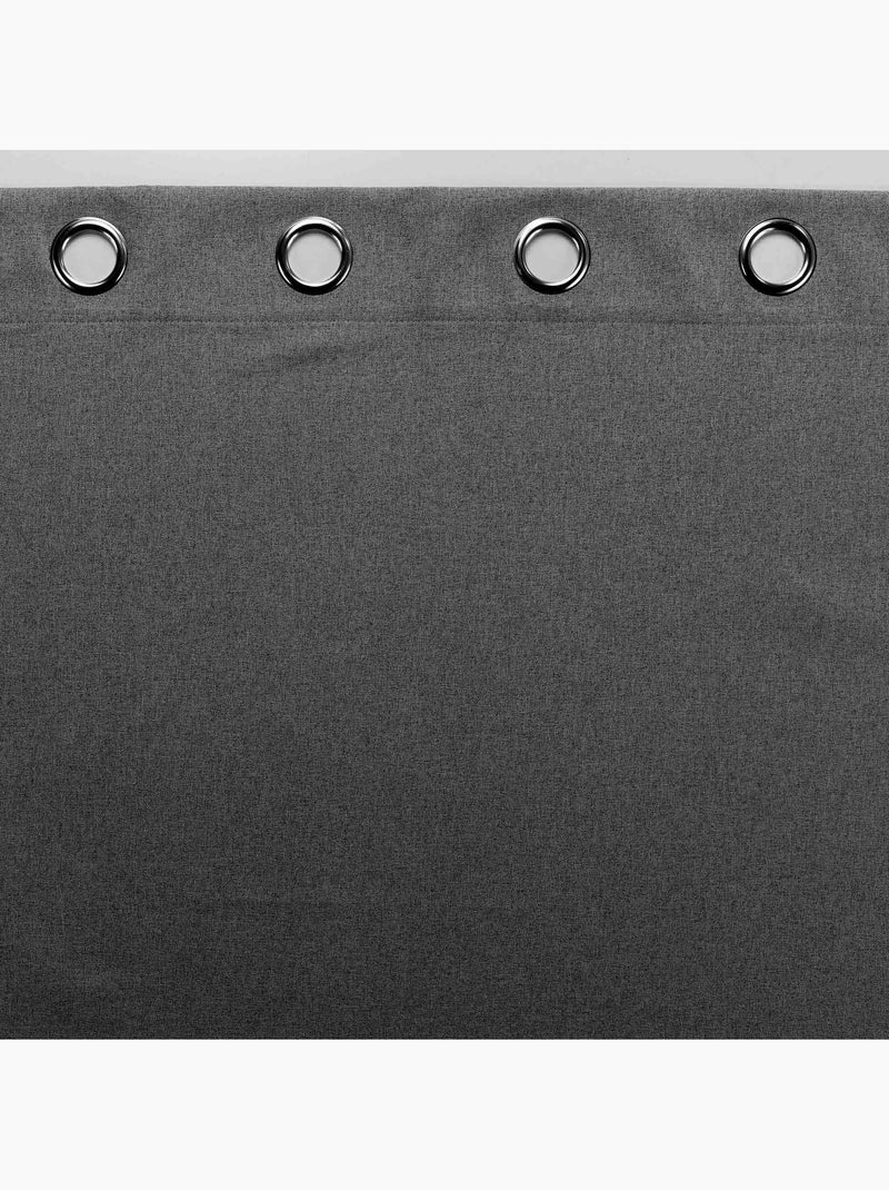 Lot de 2 rideaux a oeillets 100% occultant thermique uni occultissime gris anthracite - Kiabi