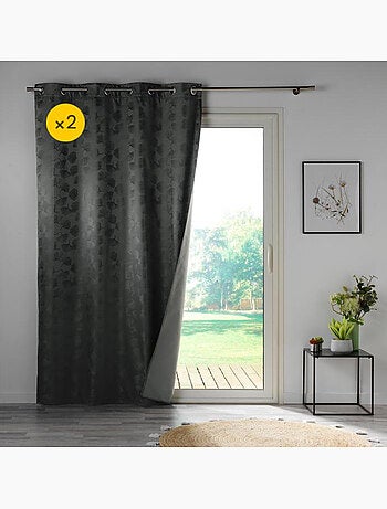 Lot de 2 Rideaux à oeillets 100% occultant/jacquard - Lunella