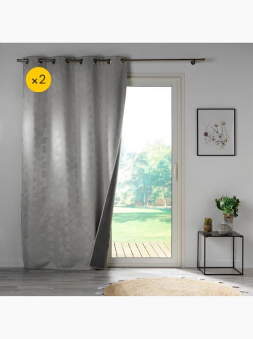 Lot de 2 Rideaux à oeillets 100% occultant/jacquard - Lunella - Kiabi