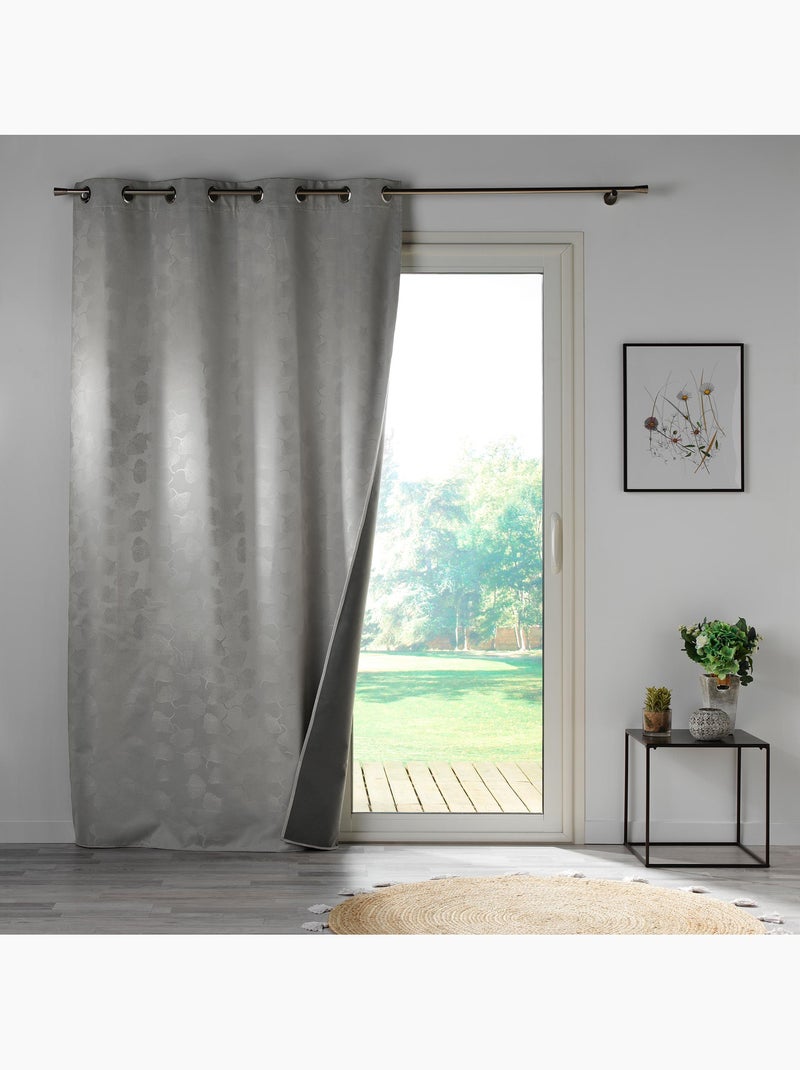 Lot de 2 Rideaux à oeillets 100% occultant/jacquard - Lunella Gris - Kiabi