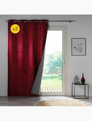 Lot de 2 Rideaux à oeillets 100% occultant/jacquard