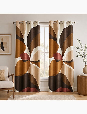 Lot de 2 rideaux à œillets 140 x 260 cm coton/polyester imprimé mouna