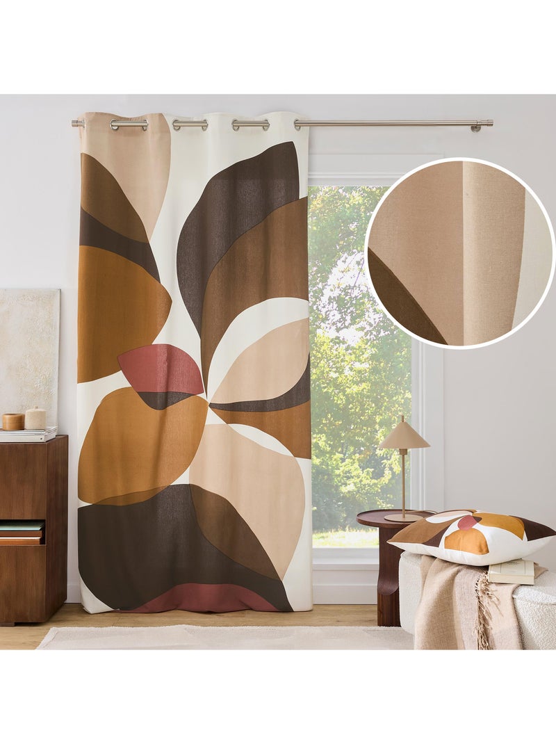 Lot de 2 rideaux à œillets 140 x 260 cm coton/polyester imprimé mouna Marron - Kiabi