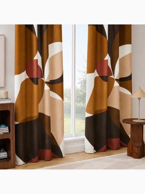 Lot de 2 rideaux à œillets 140 x 260 cm coton/polyester imprimé mouna - Kiabi Lot de 2 rideaux à œillets 140 x 260 cm coton/polyester imprimé mouna - Kiabi