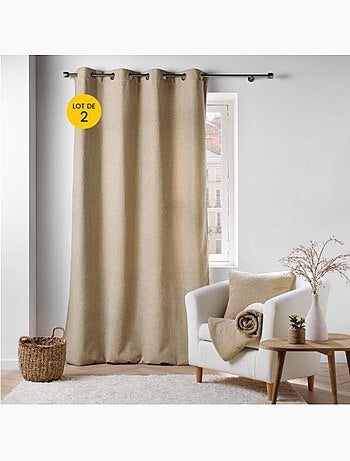Lot de 2 Rideaux à Œillets – Bouclette Unie – Wooly
