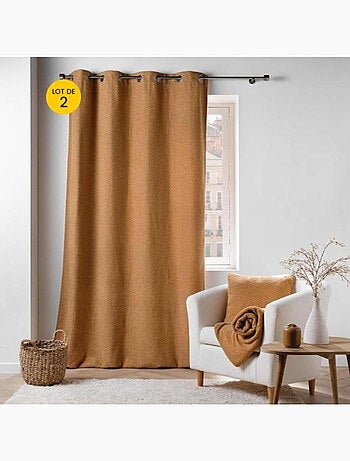 Lot de 2 Rideaux à Œillets – Bouclette Unie – Wooly