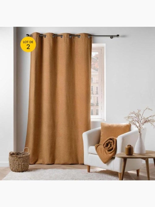 Lot de 2 Rideaux à Œillets – Bouclette Unie – Wooly - Kiabi