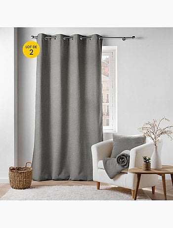 Lot de 2 Rideaux à Œillets – Bouclette Unie – Wooly