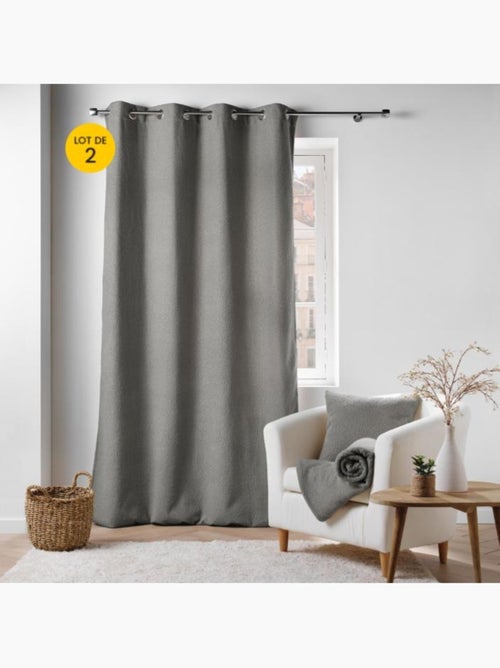 Lot de 2 Rideaux à Œillets – Bouclette Unie – Wooly - Kiabi
