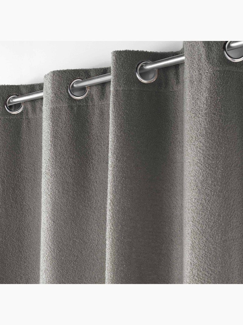 Lot de 2 Rideaux à Œillets – Bouclette Unie – Wooly Gris - Kiabi