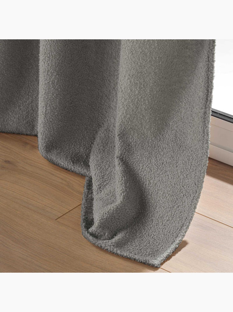 Lot de 2 Rideaux à Œillets – Bouclette Unie – Wooly Gris - Kiabi