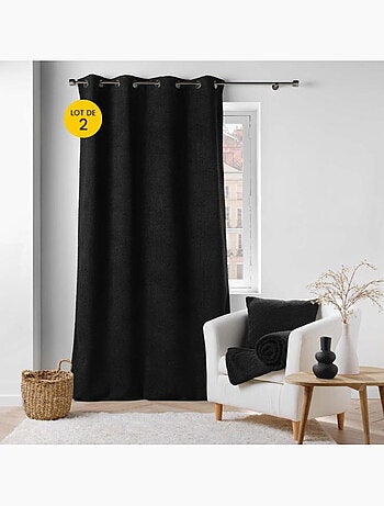 Lot de 2 Rideaux à Œillets – Bouclette Unie – Wooly