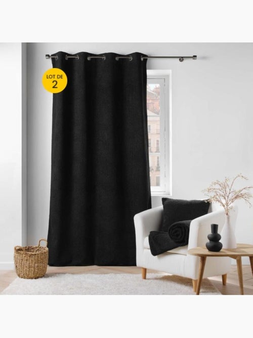 Lot de 2 Rideaux à Œillets – Bouclette Unie – Wooly - Kiabi