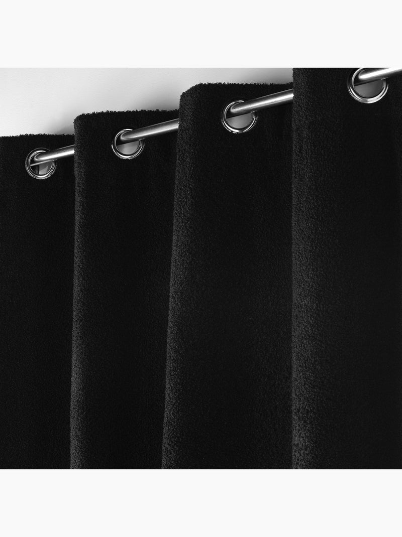 Lot de 2 Rideaux à Œillets – Bouclette Unie – Wooly Noir - Kiabi