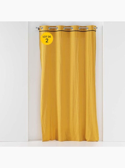 Lot de 2 rideaux à oeillets Coton lavé Linette - Kiabi