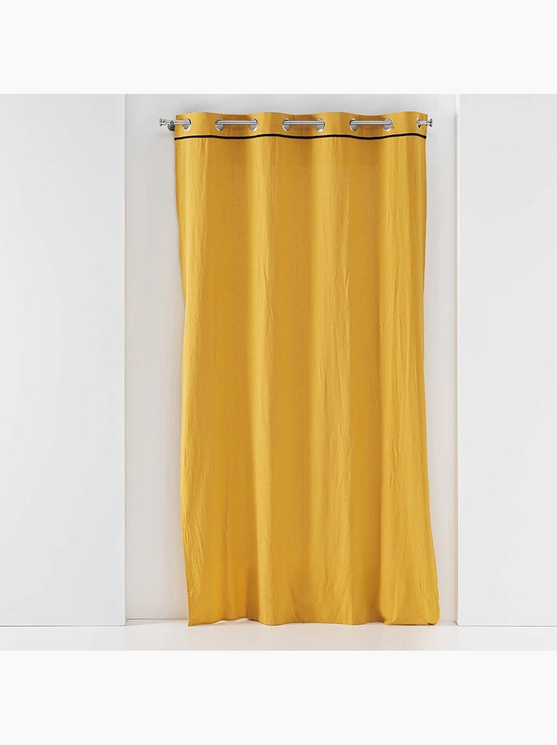 Lot de 2 rideaux à oeillets Coton lavé Linette Jaune - Kiabi